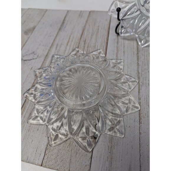 Vintage Set 2 Federal Glass Petal Pattern Bread Butter Saucer Plate 6 1/2" Salad - Picture 4 of 5